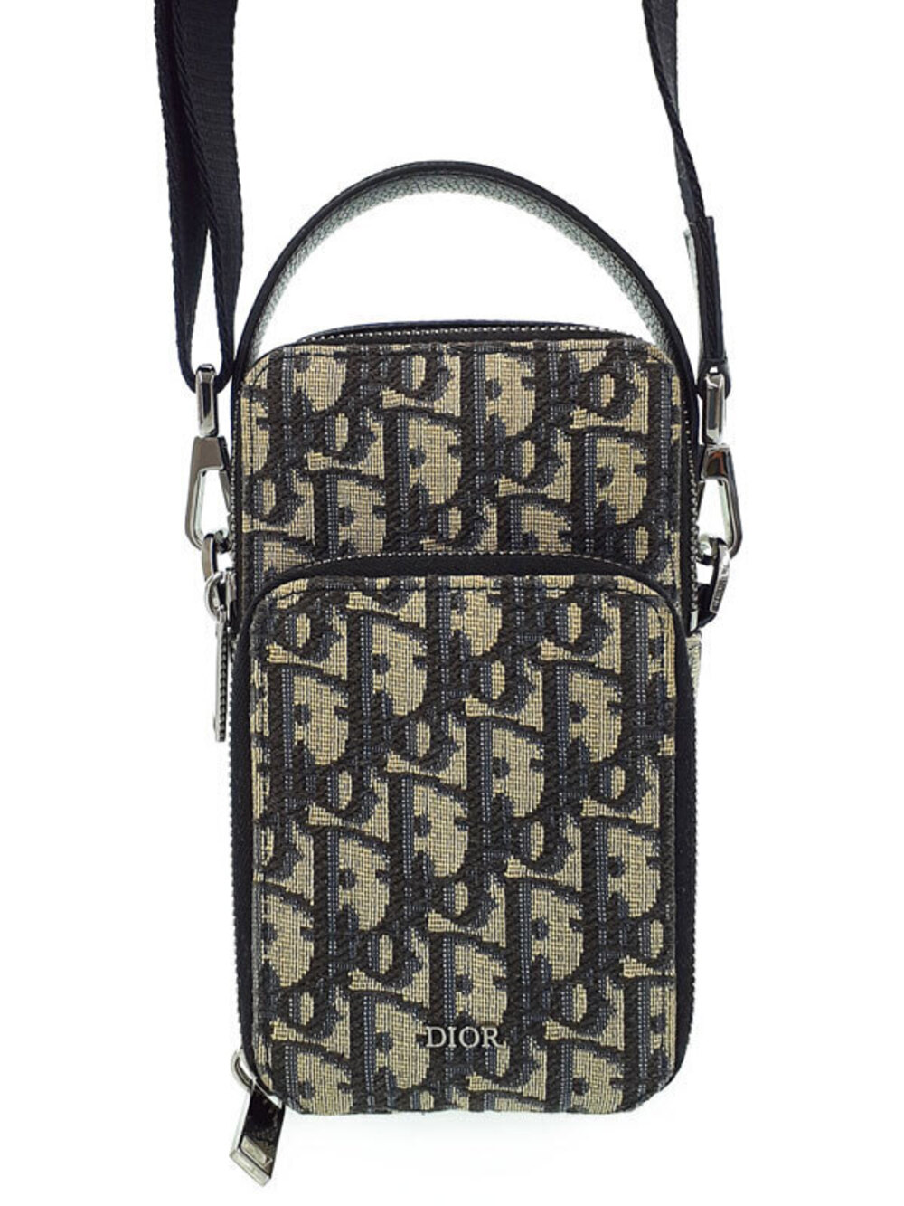 Christian Dior Oblique Jaquard Crossbody Bag Beige Cream Blue